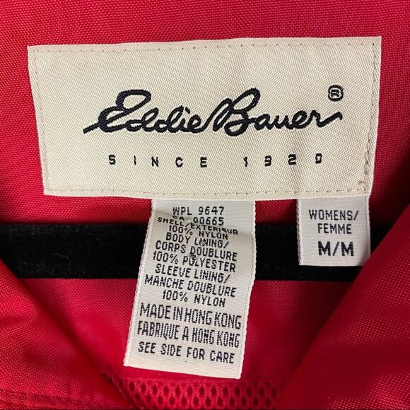 Eddie Bauer Red Full Zip Nylon Jacket Size Medium - Picture 7 of 9